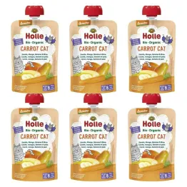 6 x Mus Owocowy z Warzywami Marchewkowy Kotek (Marchewka, Mango, Banan, Gruszka) Bio Demeter 100 g - Holle