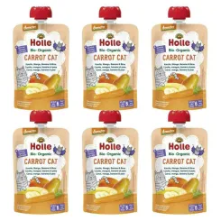 6 x Mus Owocowy z Warzywami Marchewkowy Kotek (Marchewka, Mango, Banan, Gruszka) Bio Demeter 100 g - Holle