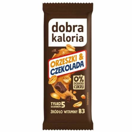 Baton Daktylowy Orzeszki i Czekolada Bez Dodatku Cukru 35 g- Dobra Kaloria