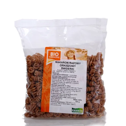 Makaron Orkiszowy Pełnoziarnisty Świderki Eko 400g Bioharmonie
