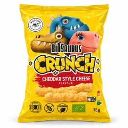 Chrupki Kukurydziane Crunch o Smaku Sera w Stylu Cheddar Bezglutenowe BIO 75 g - McLloyd's Biosaurus