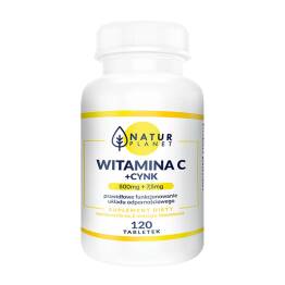 Witamina C + Cynk 120 Tabletek - Natur Planet ( Ascorbic Acid )