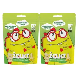 2 x BeRaw Kids Żelki Banan z Chrupkami Ryżowymi Bez Dodatku Cukru 35 g - Purella