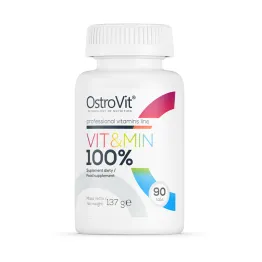 Witaminy i Minerały 100% VIT&MIN Kompleks Witamin, Multiwitamina 90 tabletek OstroVit