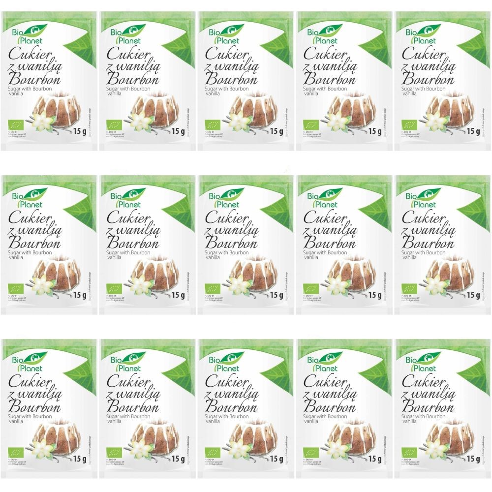 Zestaw 15 x Cukier Waniliowy z Wanilią Bourbon Bio 15 g - Bio Planet