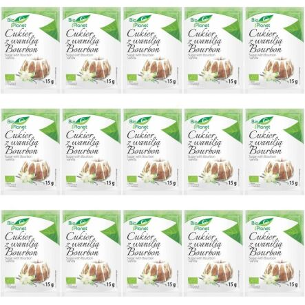Zestaw 15 x Cukier Waniliowy z Wanilią Bourbon Bio 15 g - Bio Planet