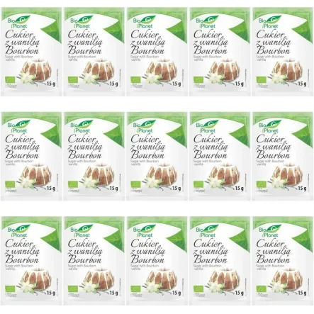 Zestaw 15 x Cukier Waniliowy z Wanilią Bourbon Bio 15 g - Bio Planet