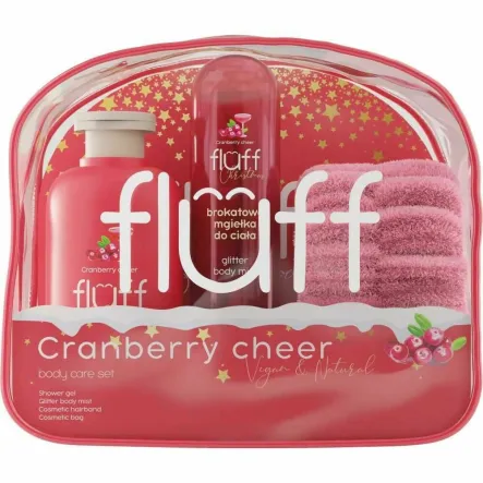 Zestaw CRANBERRY CHEER (Żel Pod Prysznic 200 ml + Brokatowa Mgiełka do Ciała 80 ml + Opaska Kosmetyczna) - Fluff