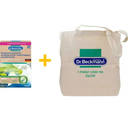 Eco Chusteczki Wyłapujące Kolor i Wspomagające Usuwanie Brudu 20 sztuk - Dr. Beckmann + Torba z Logo Dr. Beckmann 