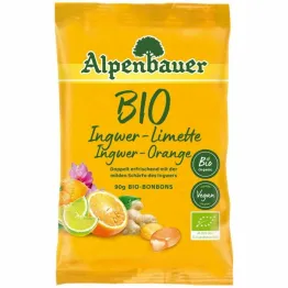 Cukierki z Nadzieniem o Smaku Imbir - Limonka i Imbir - Pomarańcza Bio 90 g - Alpenbauer