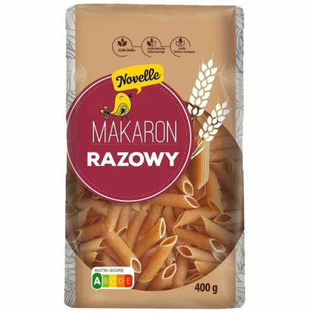 Makaron Semolinowy Razowy Penne 400 g - Novelle