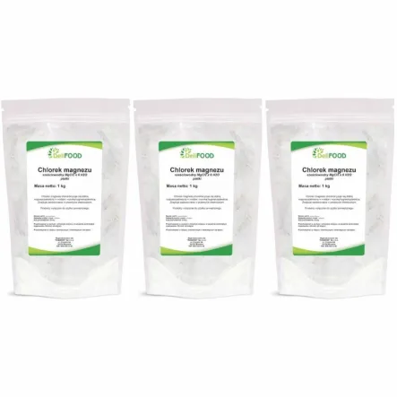 Zestaw 3 x Chlorek Magnezu Sześciowodny Płatki 1 kg - DeliFood