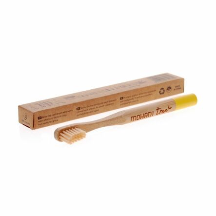 Szczoteczka do Zębów Bambusowa dla Dzieci Żółta Włosie Miękkie Mohani