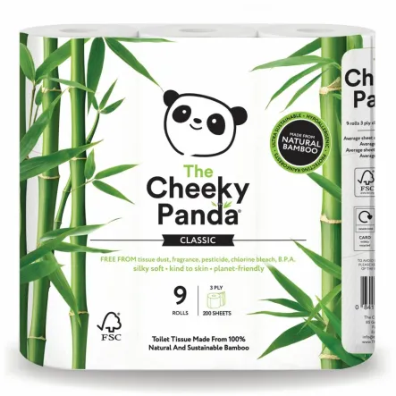 Bambusowy Papier Toaletowy Trzywarstwowy 9 Rolek - Cheeky Panda