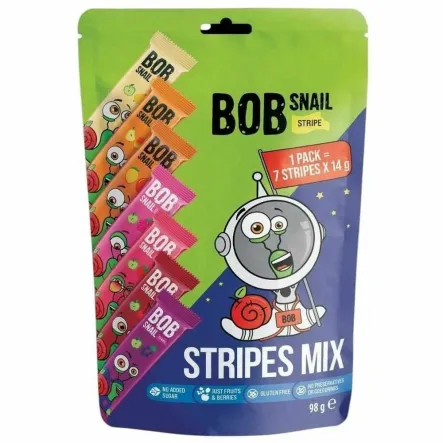 Przekąski Stripe Mix Bez Dodatku Cukru 98 g (7 x 14 g) - Bos Snail