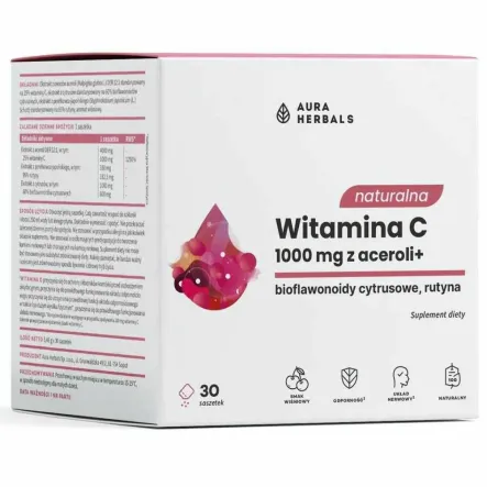 Naturalna Witamina C 1000 mg z Aceroli+ 30 Saszetek - Aura Herbals