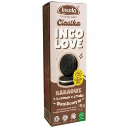 Ciastka Kakaowe z Kremem o Smaku Waniliowym Bez Dodatku Cukru Bezglutenowe 125 g - Incola