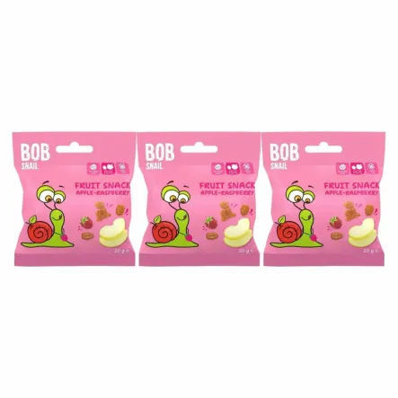 3 x Przekąska Jabłko Malina Bez Dodatku Cukru 20 g - Bod Snail