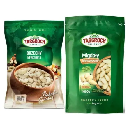 Orzechy Nerkowca 1 kg - Targroch + Migdały Blanszowane 1 kg - Targroch 