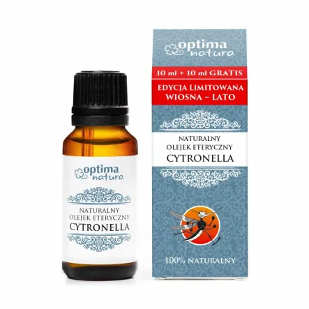 Naturalny Olejek Eteryczny Cytronella 10 ml +10 ml Gratis (20 ml) - Optima Natura