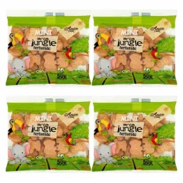 Zestaw 4 x Herbatniki Mini Jungle Bez Dodatku Cukru 50 g - Ania