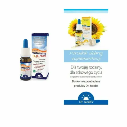 Witamina D3 K2 Forte 20 ml - Dr Jacobs + Broszura Poradnik Dobrej Supelmentacji