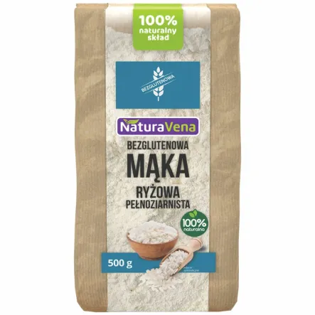 Mąka Ryżowa Pełnoziarnista Bezglutenowa 500 g - NaturAvena
