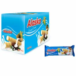 48 x Rurki Kukurydziane Nadziewane Kremem o Smaku Kokosowym Bezglutenowe 18 g - Alaska