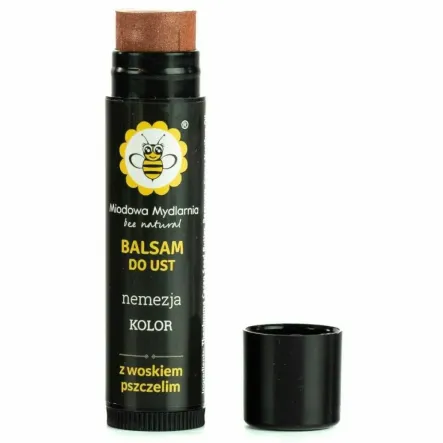 Balsam do Ust z Woskiem Pszczelim Nemezja Kolor Miedziano - Brzoskwiniowy 5,5 ml - Miodowa Mydlarnia