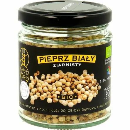 Pieprz Biały Ziarnisty Bezglutenowy BIO 90 g - Pięć Przemian