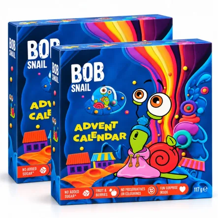 2 x Kalendarz Adwentowy z Zabawkami i Owocowymi Przekąskami Bez Dodatku Cukrów 117 g - Bob Snail