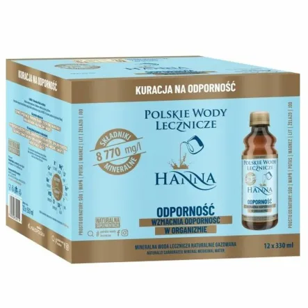 HANNA Mineralna Woda Lecznicza Zgrzewka 12 x 330 ml - Polskie Wody Lecznicze - Przecena Krótka Data Minimalnej Trwałości
