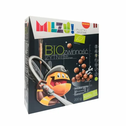 Płatki Żytnio Owsiane Kulki Kakaowe Zwinność Bio 200 g Milzu
