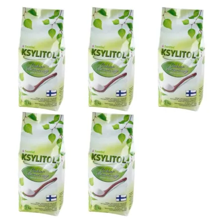 Zestaw 5 x Ksylitol C Krystaliczny 1 kg - Torebka - Santini 