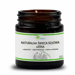 Naturalna Świeca Sojowa LEŚNA (Eukaliptus, Mięta Pieprzowa, Trawa Cytrynowa) 120 ml - Vitafarm