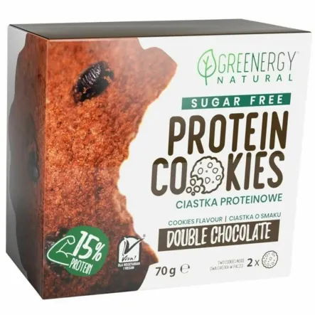 Ciastka Proteinowe Bez Dodatku Cukru Double Chocolate 70 g - GreenEnergy (data: 18.09.2025)