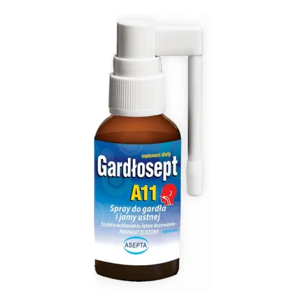 Gardłosept A11 Spray do Gardła i Jamy Ustnej 10 ml Asepta - Przecena Krótka Data Minimalnej Trwałości