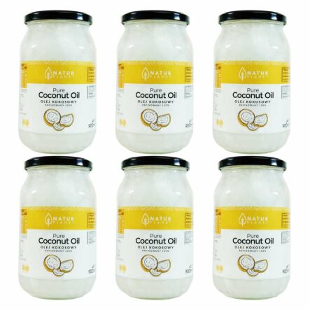 Zestaw 6 x Olej Kokosowy Bezzapachowy Rafinowany 900 ml  -  Natur Planet