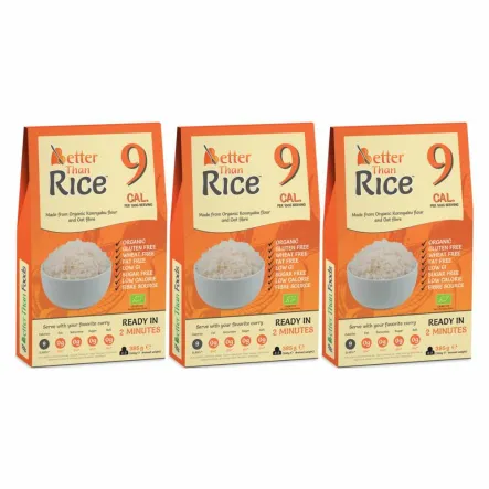 Zestaw 3 x Makaron Konjac w Kształcie Ryżu Bezglutenowy Bio 385g - Better Than Foods