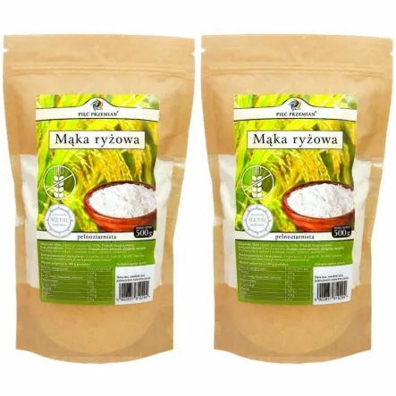 2 x Mąka Ryżowa Pełnoziarnista Bezglutenowa 500 g - Pięć Przemian