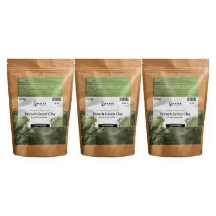 3 x Francuska Glinka Kosmetyczna Zielona 100 g - Natur Planet