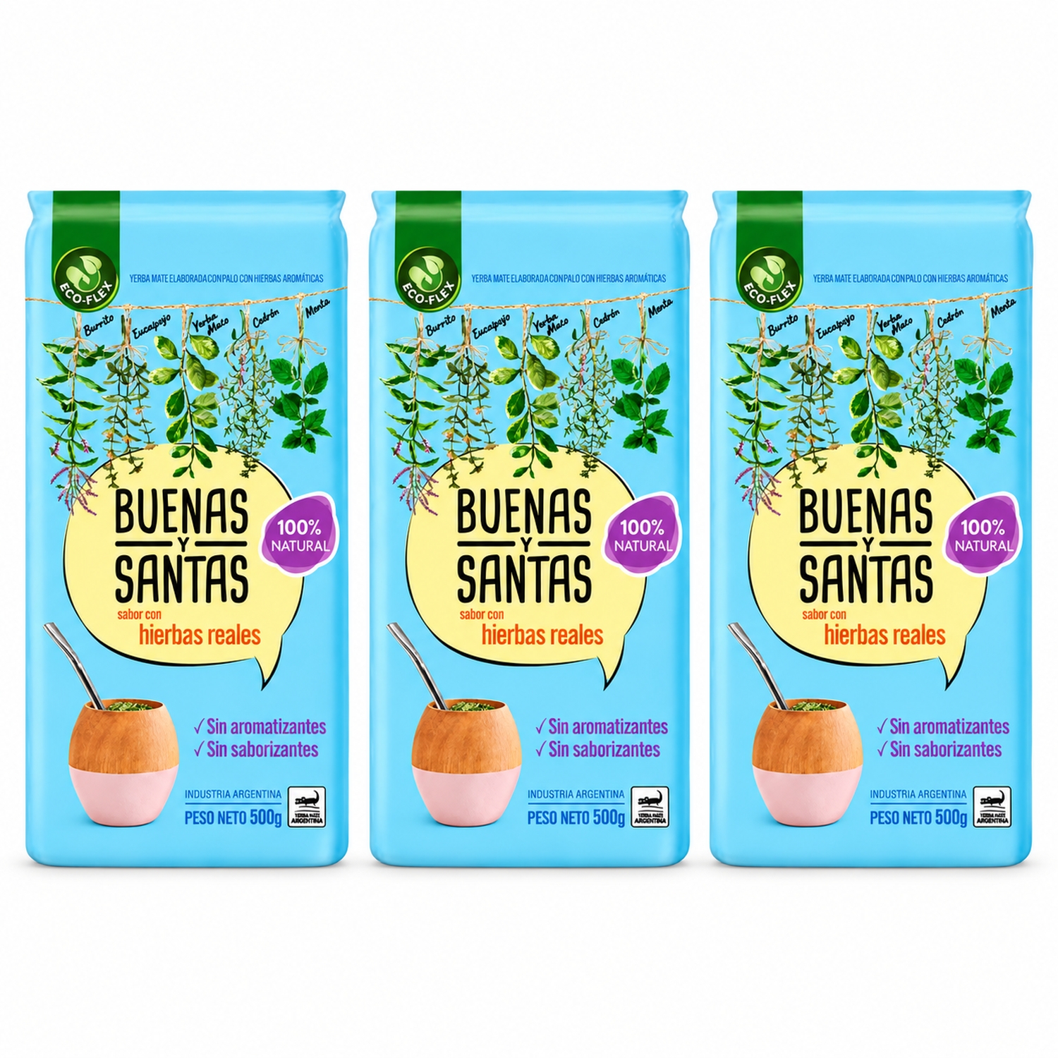 3 x Yerba Mate Buenas y Santas 500 g