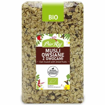Musli Owsiane z Owocami Bio 700 G - Bio Raj - Przecena Krótka Data Minimalnej Trwałości