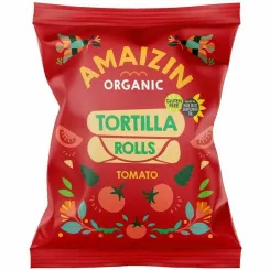 Chipsy Kukurydziane Rolls Pomidorowe Bezglutenowe Bio 100 g - Amaizin