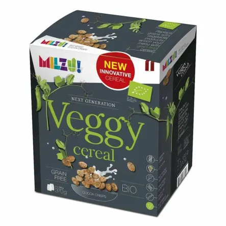 Chrupki z Szarego Grochu Kakaowe Veggy Cereal Bio 370 g - Milzu