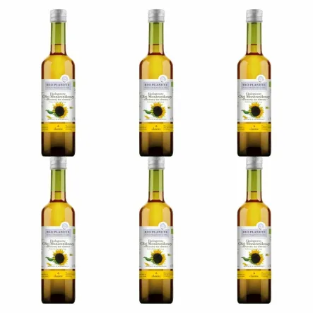 6 x Olej Słonecznikowy Tłoczony na Zimno Bio 500 ml - Bio Planete 