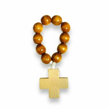 Dziesiątka Różańca Drewniana na Palec - Kolor Jasny Brąz