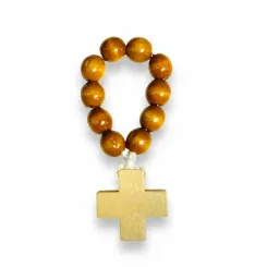 Dziesiątka Różańca Drewniana na Palec - Kolor Jasny Brąz