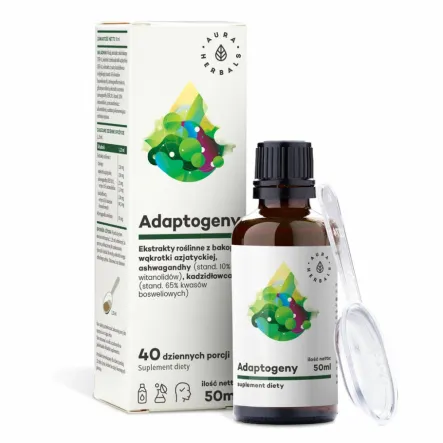 Adaptogeny - 100% Naturalne Ekstrakty Roślinne Płyn 50 ml - Aura Herbals