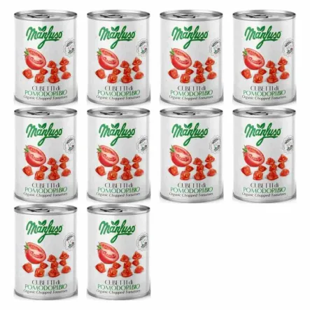 10 x Pomidory w Kawałkach Bio 400 g (240 g) - Manfuso